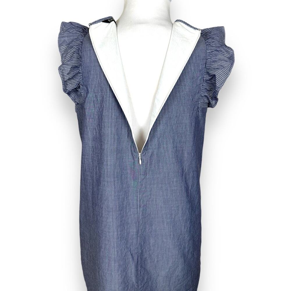 Express Blue white striped ruffle top lined dress size Medium - Picture 5 of 7
